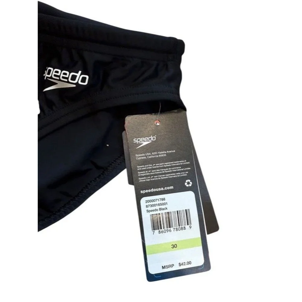 Speedo Swim Briefs UPF Performance Training Beach Racing Black Size Mens 30 NWT - Picture 3 of 7